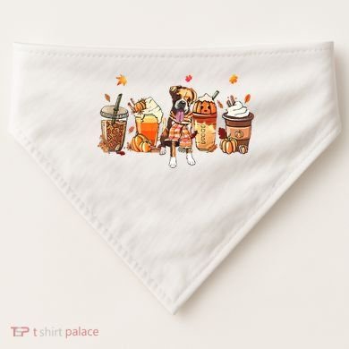Halloween Boxer Dog Fall Coffee Pumpkin Spice Latte USA-Made Doggie Bandana