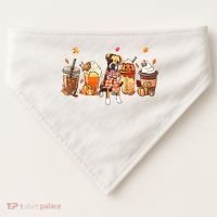 Halloween Boxer Dog Fall Coffee Pumpkin Spice Latte USA-Made Doggie Bandana thumb 0