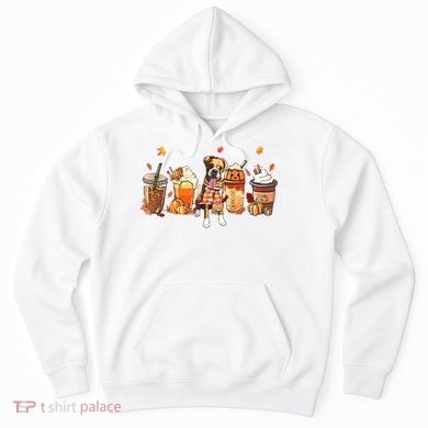 Halloween Boxer Dog Fall Coffee Pumpkin Spice Latte Hoodie