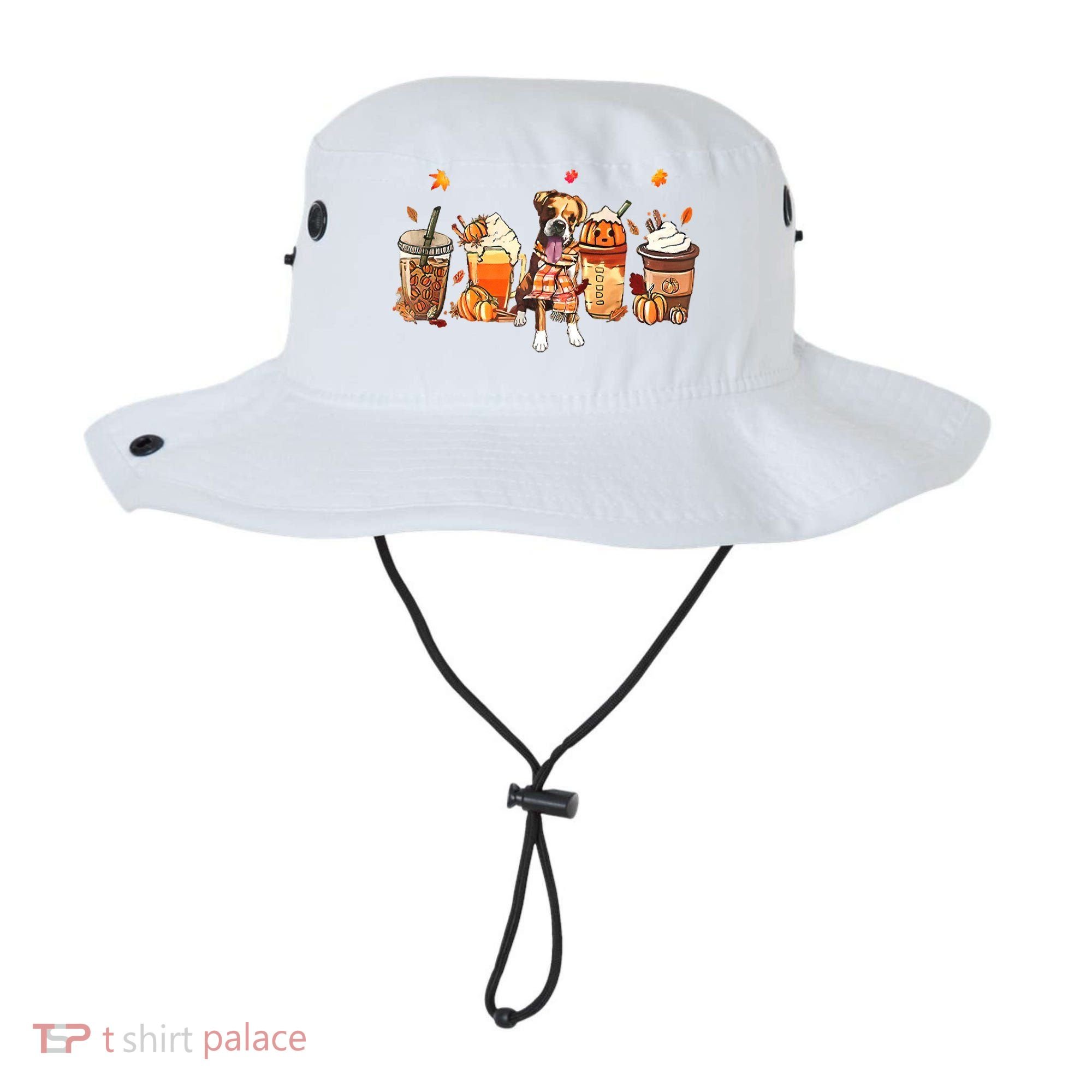 Halloween Boxer Dog Fall Coffee Pumpkin Spice Latte Bucket Hat