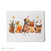 Halloween Boxer Dog Fall Coffee Pumpkin Spice Latte Mousepad thumb 0