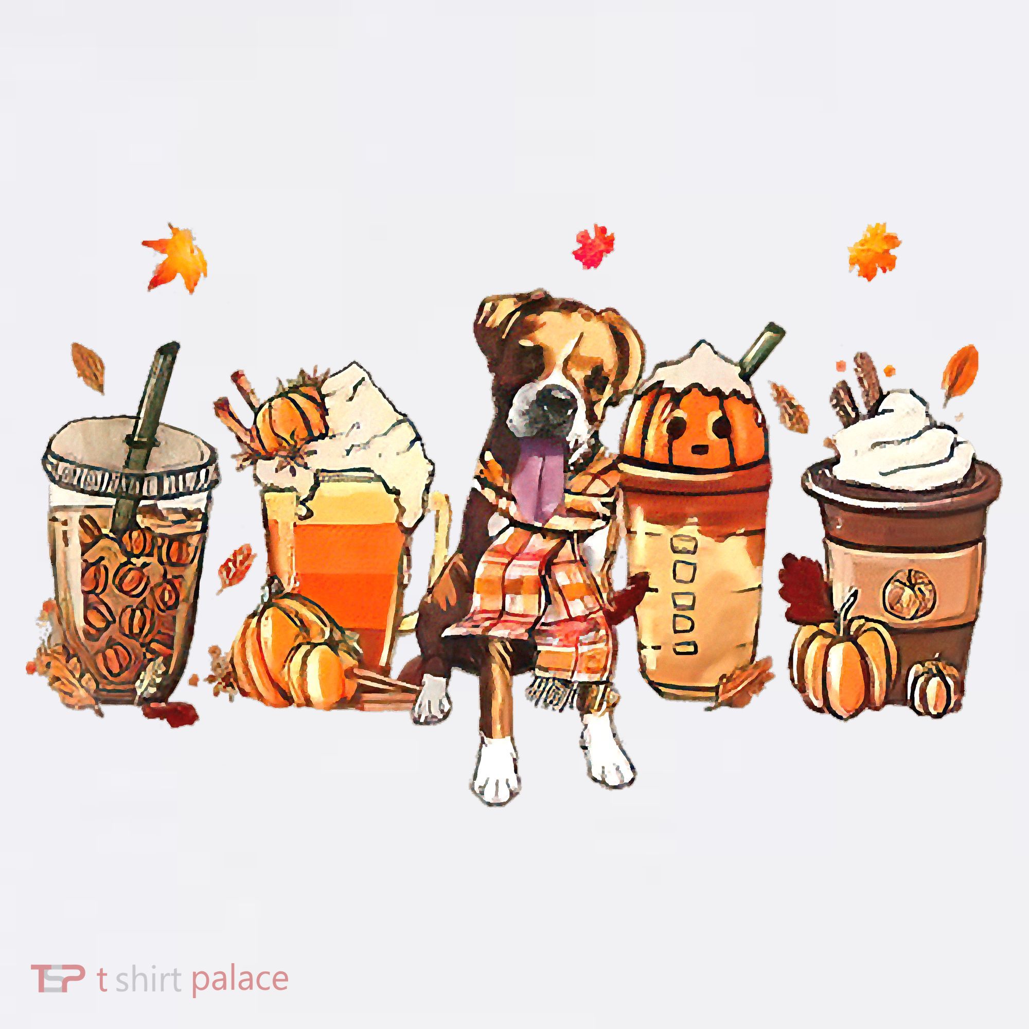 Halloween Boxer Dog Fall Coffee Pumpkin Spice Latte Women's Tank Top