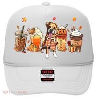 Halloween Boxer Dog Fall Coffee Pumpkin Spice Latte Hat thumb 0