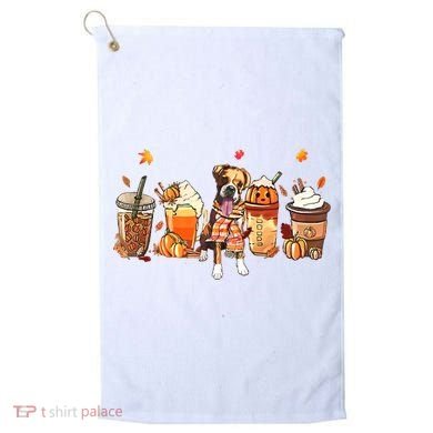 Halloween Boxer Dog Fall Coffee Pumpkin Spice Latte Golf Towel