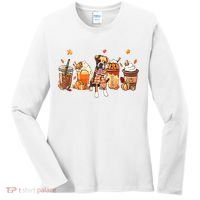 Halloween Boxer Dog Fall Coffee Pumpkin Spice Latte Women's Long Sleeve Shirt thumb 0