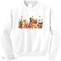 Halloween Boxer Dog Fall Coffee Pumpkin Spice Latte Kids Sweatshirt thumb 0