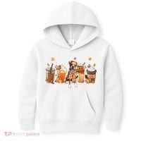 Halloween Boxer Dog Fall Coffee Pumpkin Spice Latte Kids Hoodie thumb 0