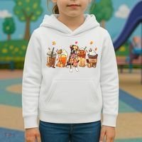 Halloween Boxer Dog Fall Coffee Pumpkin Spice Latte Kids Hoodie thumb 3