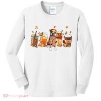 Halloween Boxer Dog Fall Coffee Pumpkin Spice Latte Kids Long Sleeve Shirt thumb 0