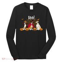 Halloween Boxer Dog Boo With Pumpkin Funny Gifts Long Sleeve Shirt thumb 0