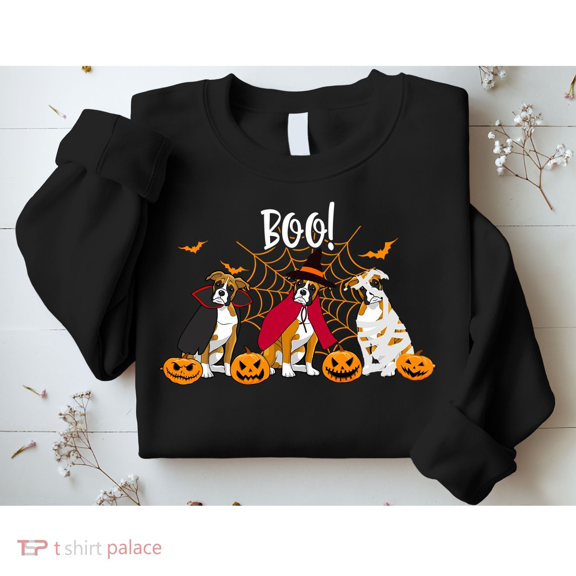 Halloween Boxer Dog Boo With Pumpkin Funny Gifts Sweatshirt