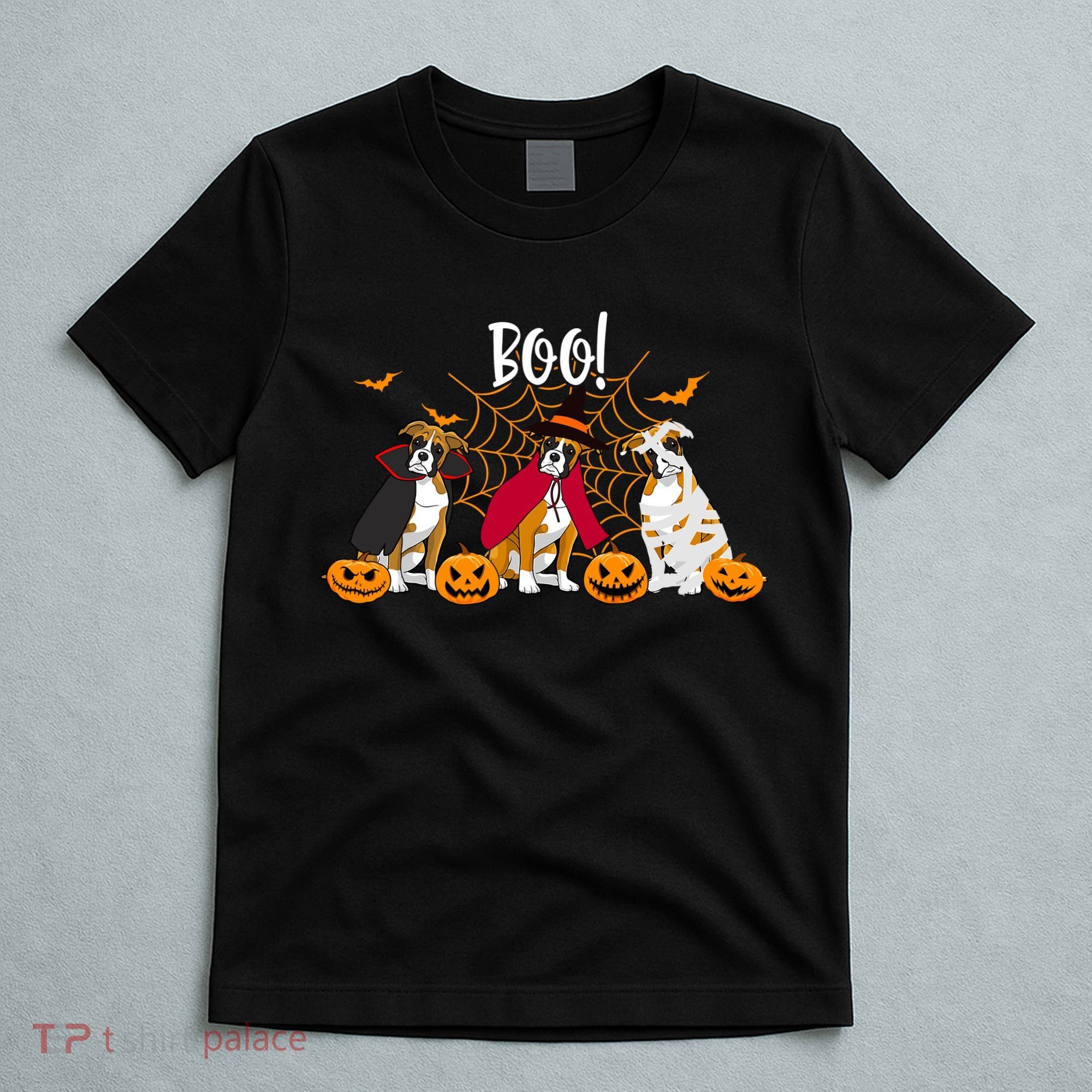 Halloween Boxer Dog Boo With Pumpkin Funny Gifts T-Shirt