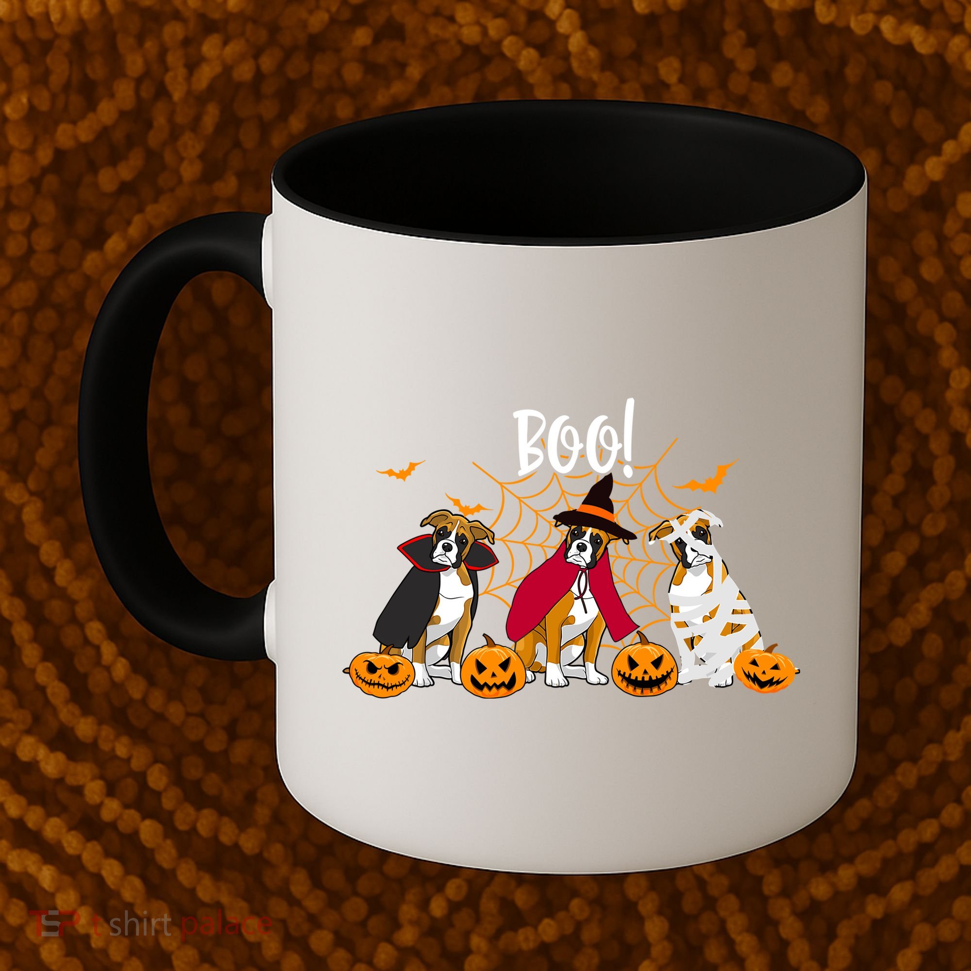 Halloween Boxer Dog Boo With Pumpkin Funny Gifts Coffee Mug