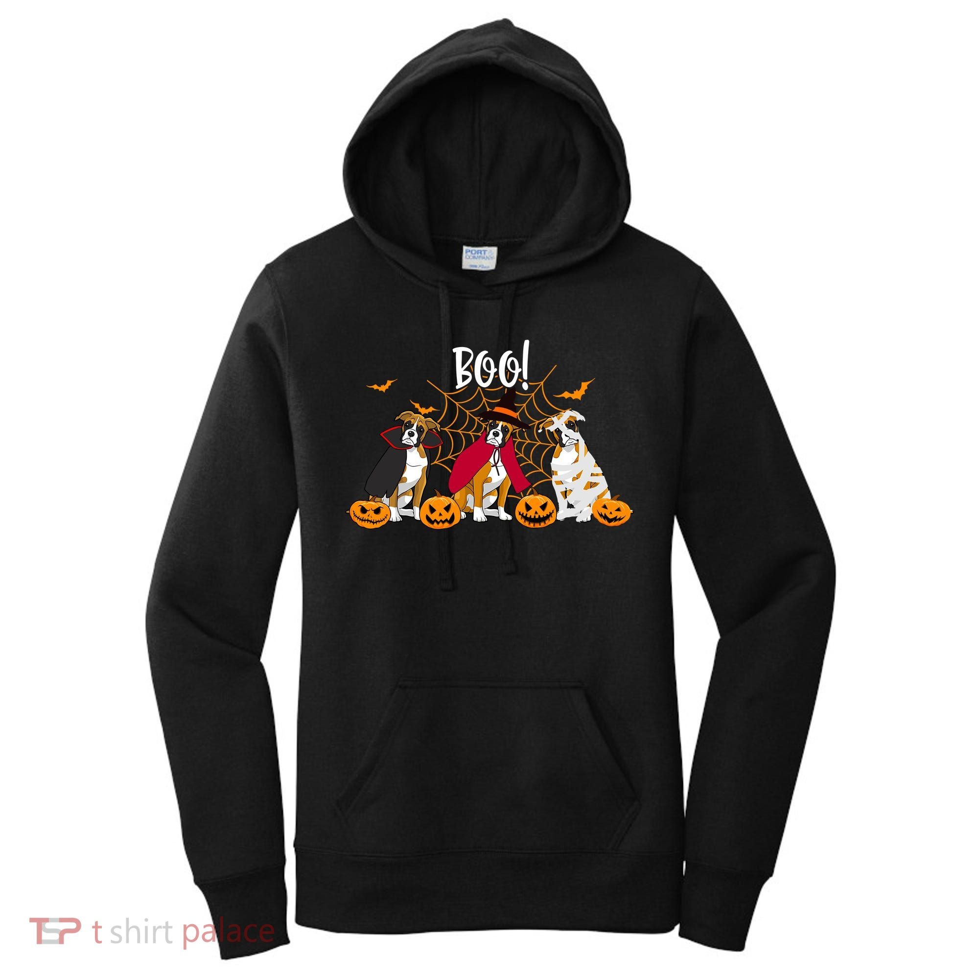 Halloween Boxer Dog Boo With Pumpkin Funny Gifts Women's Hoodie