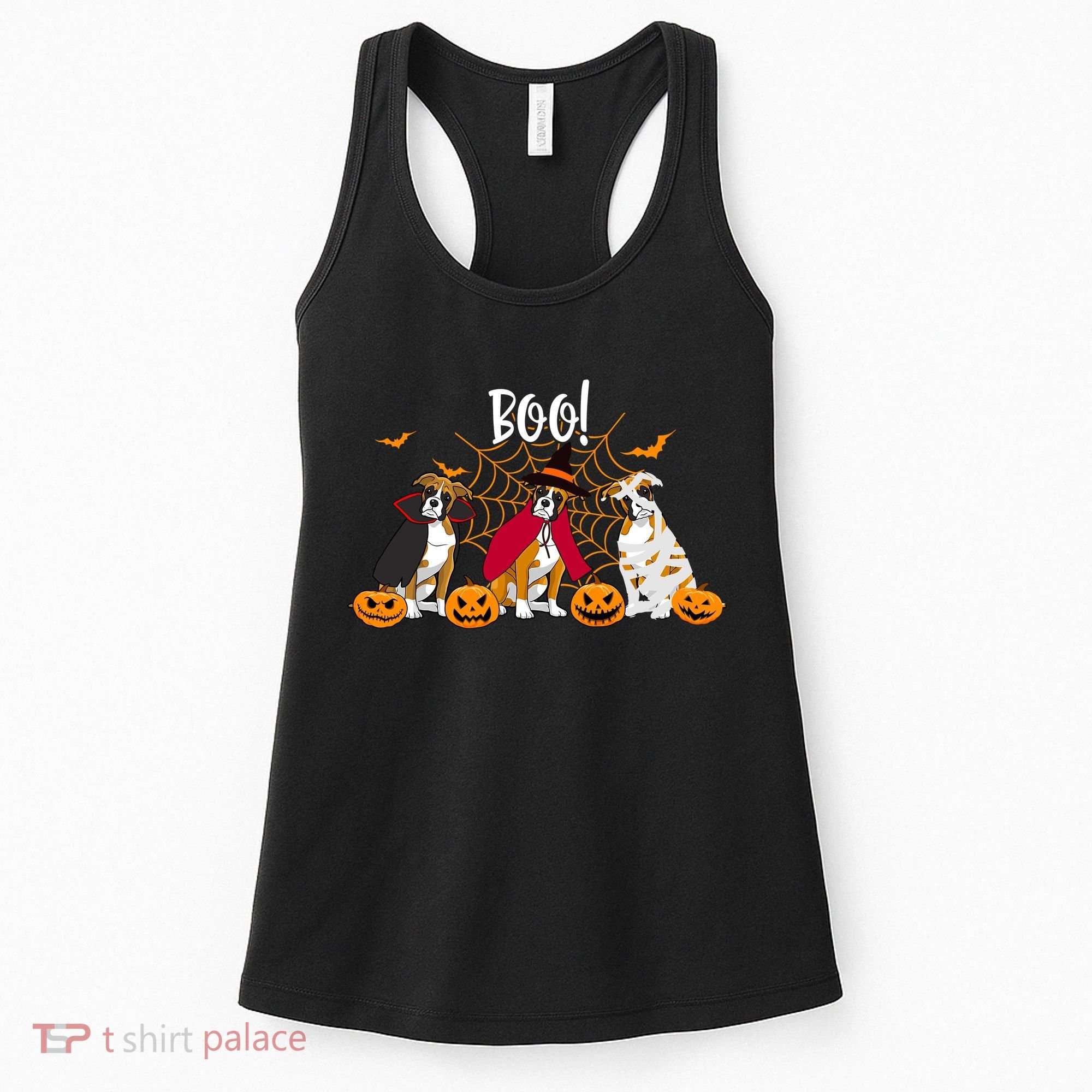 Halloween Boxer Dog Boo With Pumpkin Funny Gifts Women's Tank Top