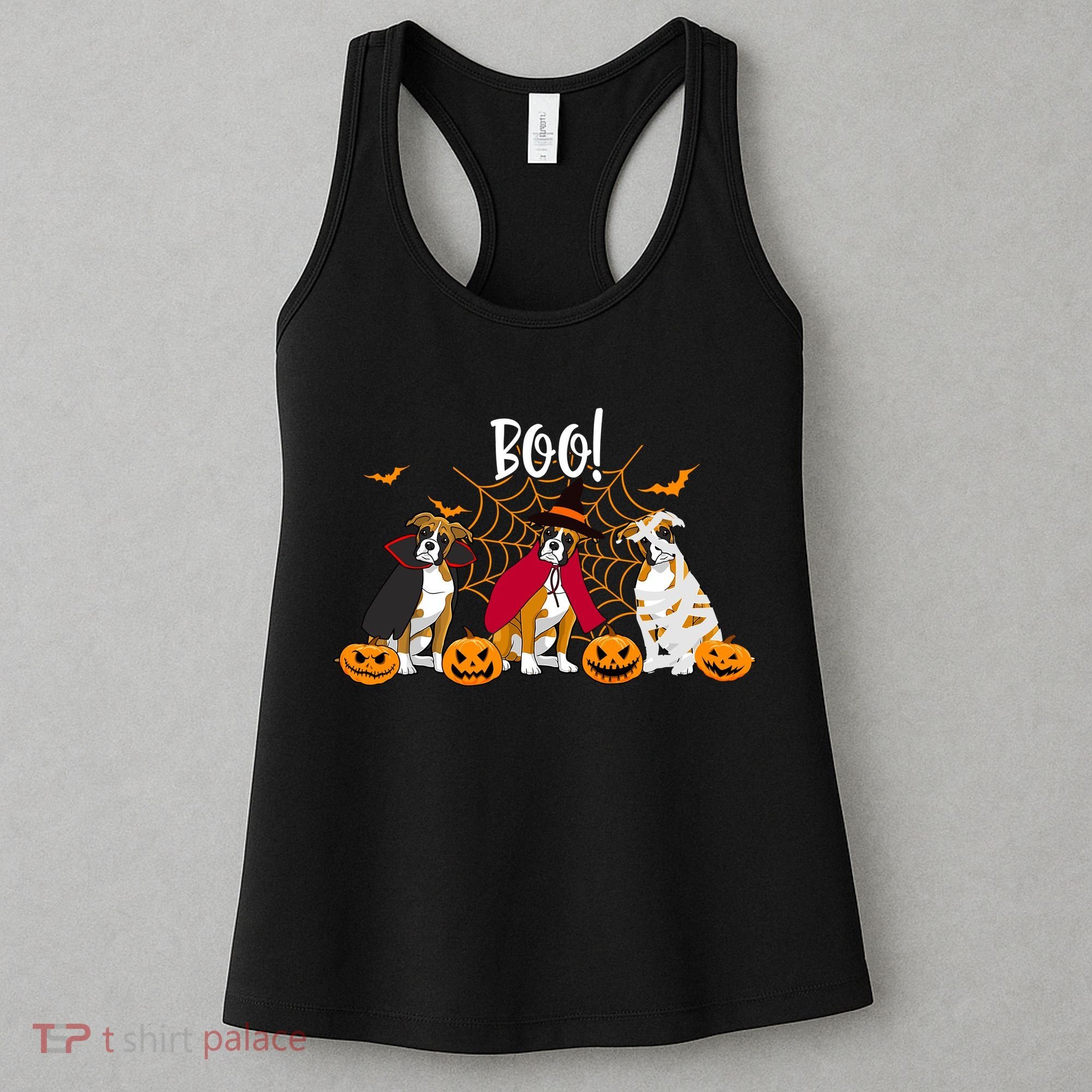 Halloween Boxer Dog Boo With Pumpkin Funny Gifts Women's Tank Top