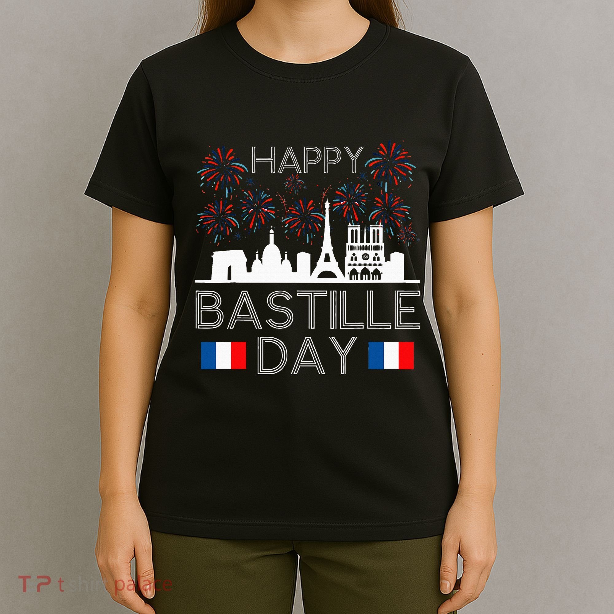 Happy Bastille Day France Paris French Flag Fireworks T-Shirt
