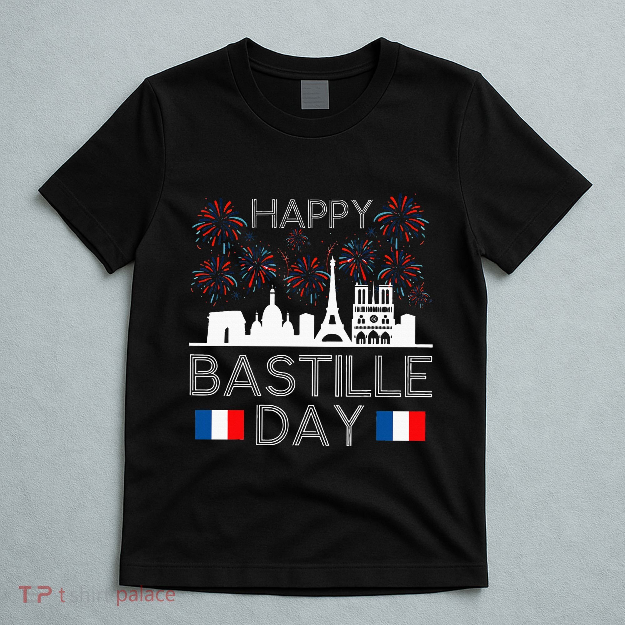 Happy Bastille Day France Paris French Flag Fireworks T-Shirt