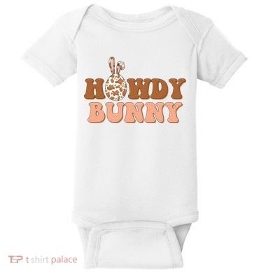 Howdy Bunny Easter Holiday Baby Bodysuit