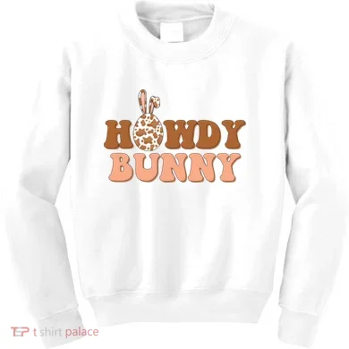 Howdy Bunny Easter Holiday Kids Sweatshirt
