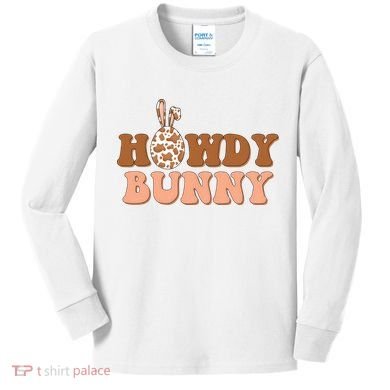 Howdy Bunny Easter Holiday Kids Long Sleeve Shirt