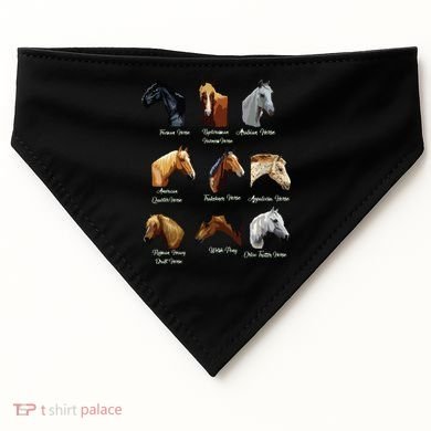 Horse Breeds Equestrian Horseback Riding Gift USA-Made Doggie Bandana