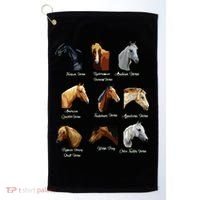 Horse Breeds Equestrian Horseback Riding Gift Golf Towel thumb 0