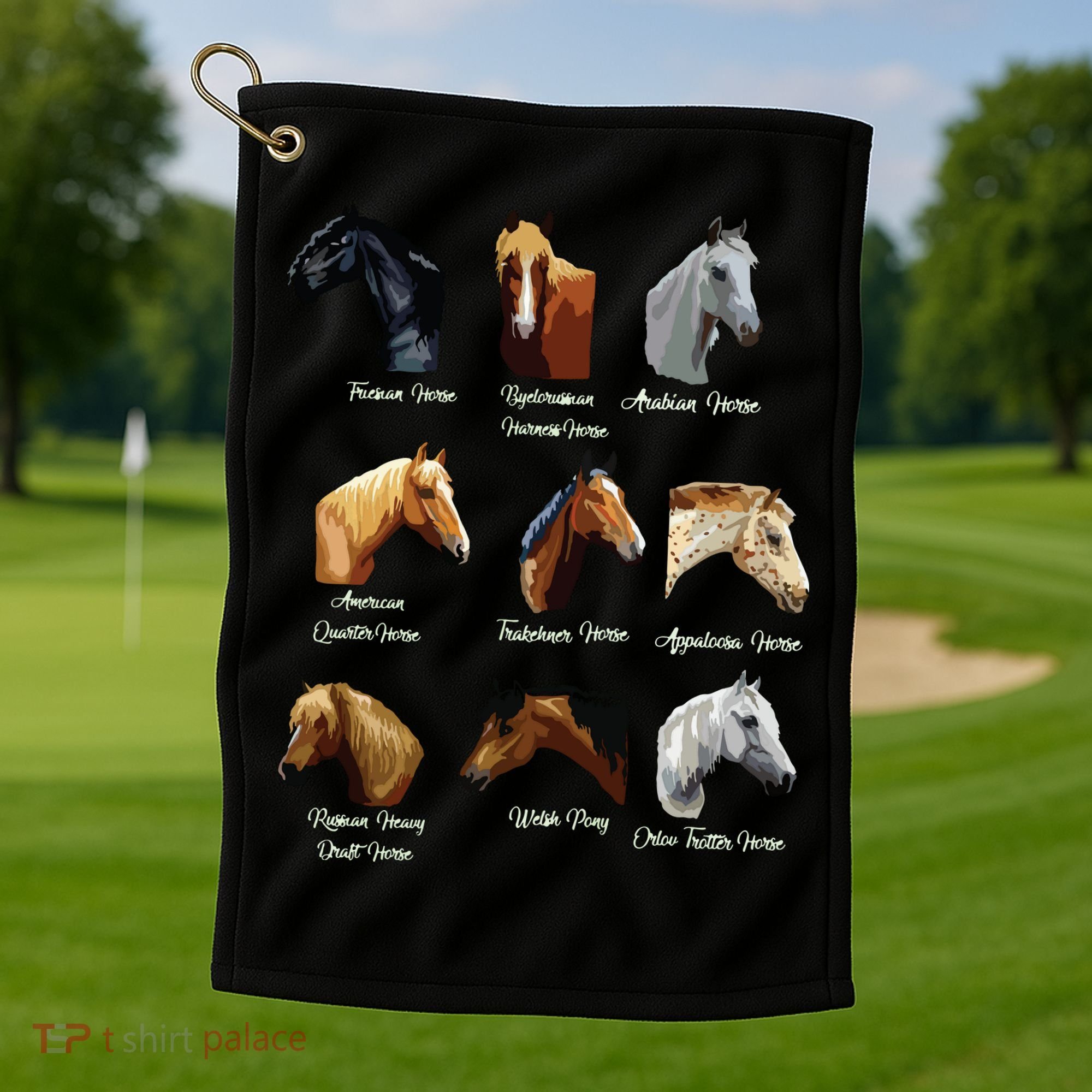 Horse Breeds Equestrian Horseback Riding Gift Golf Towel