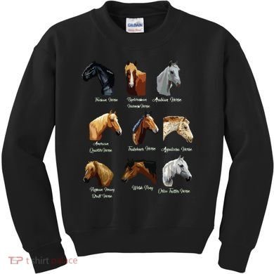 Horse Breeds Equestrian Horseback Riding Gift Kids Sweatshirt