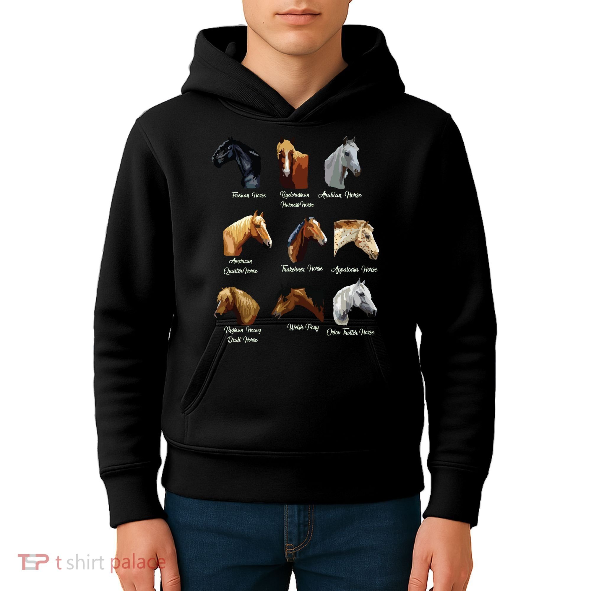 Horse Breeds Equestrian Horseback Riding Gift Kids Hoodie