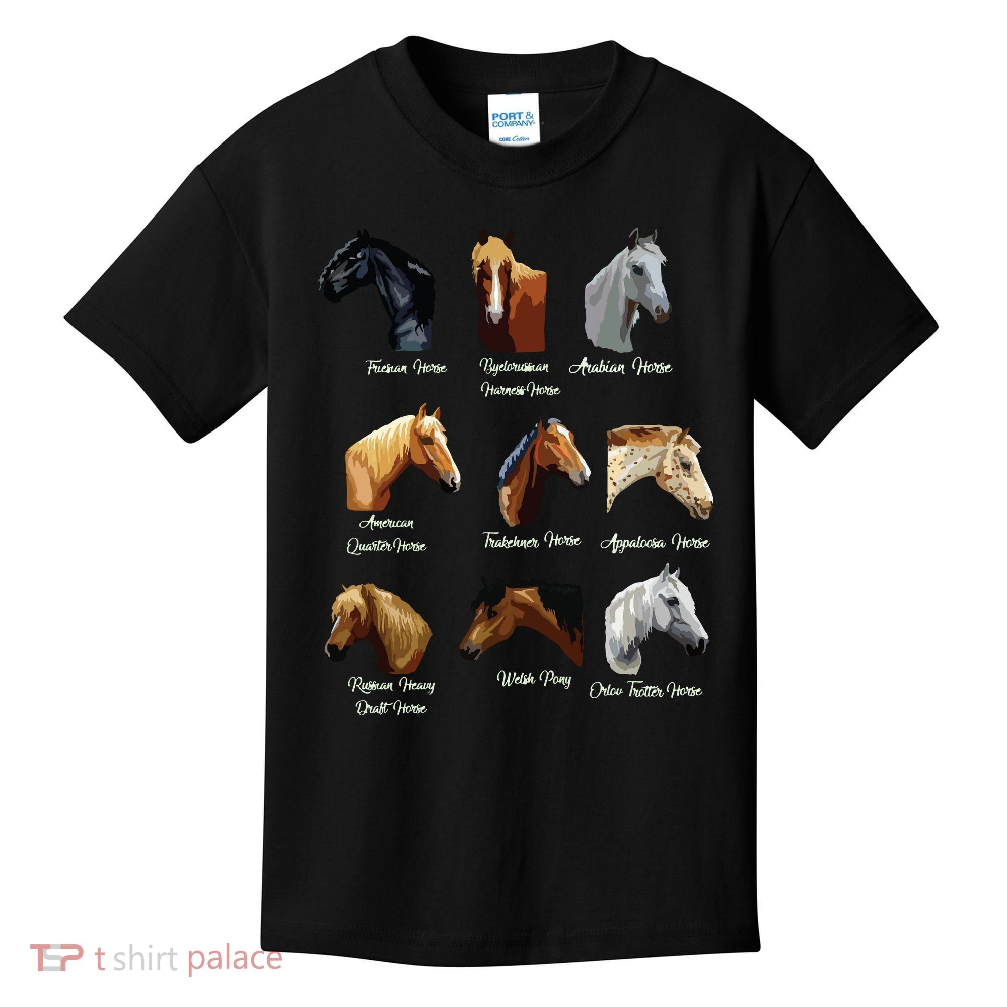 Horse Breeds Equestrian Horseback Riding Gift Kids T-Shirt