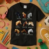 Horse Breeds Equestrian Horseback Riding Gift Kids T-Shirt thumb 3