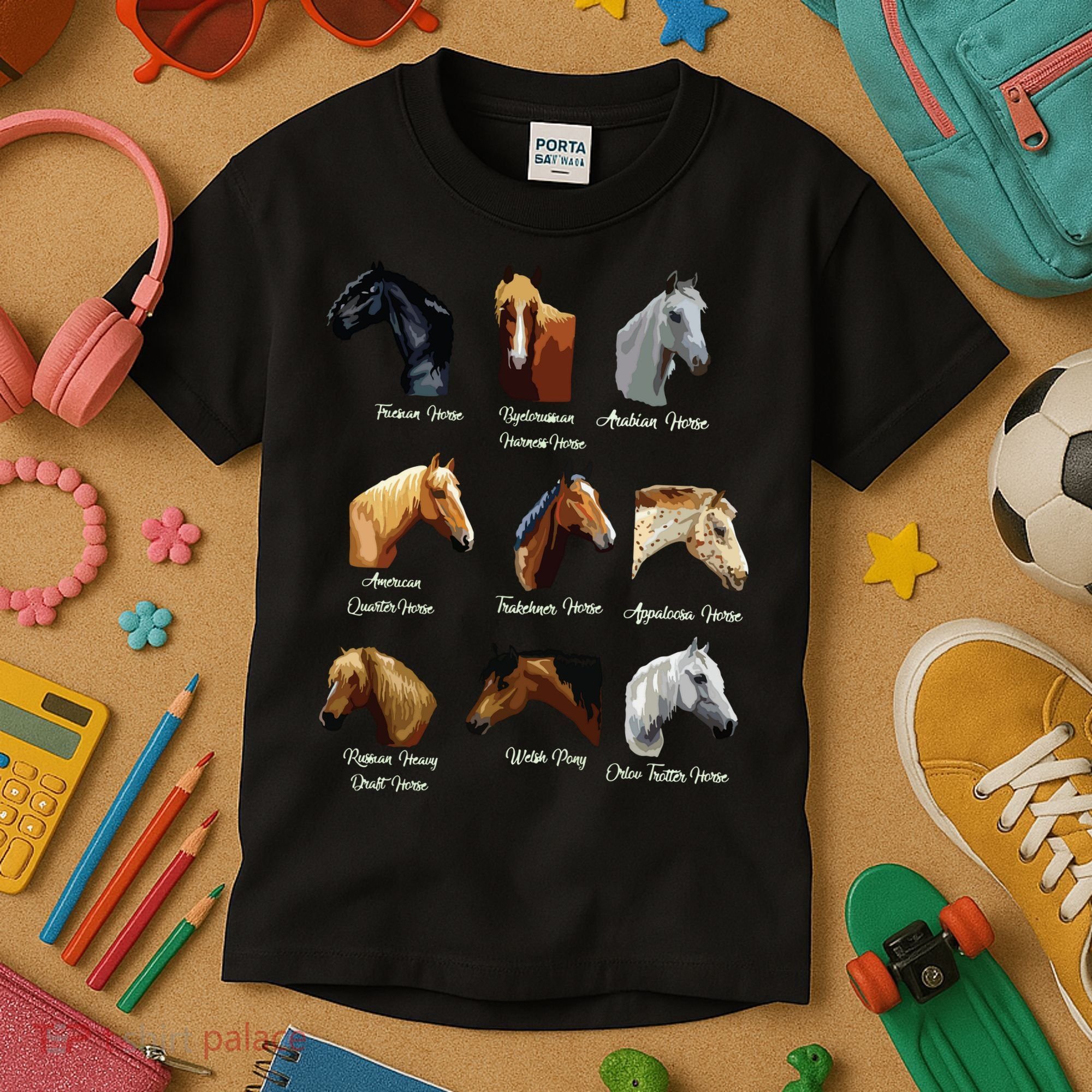 Horse Breeds Equestrian Horseback Riding Gift Kids T-Shirt