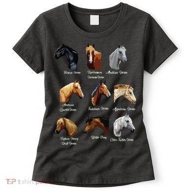 Horse Breeds Equestrian Horseback Riding Gift Women's T-Shirt