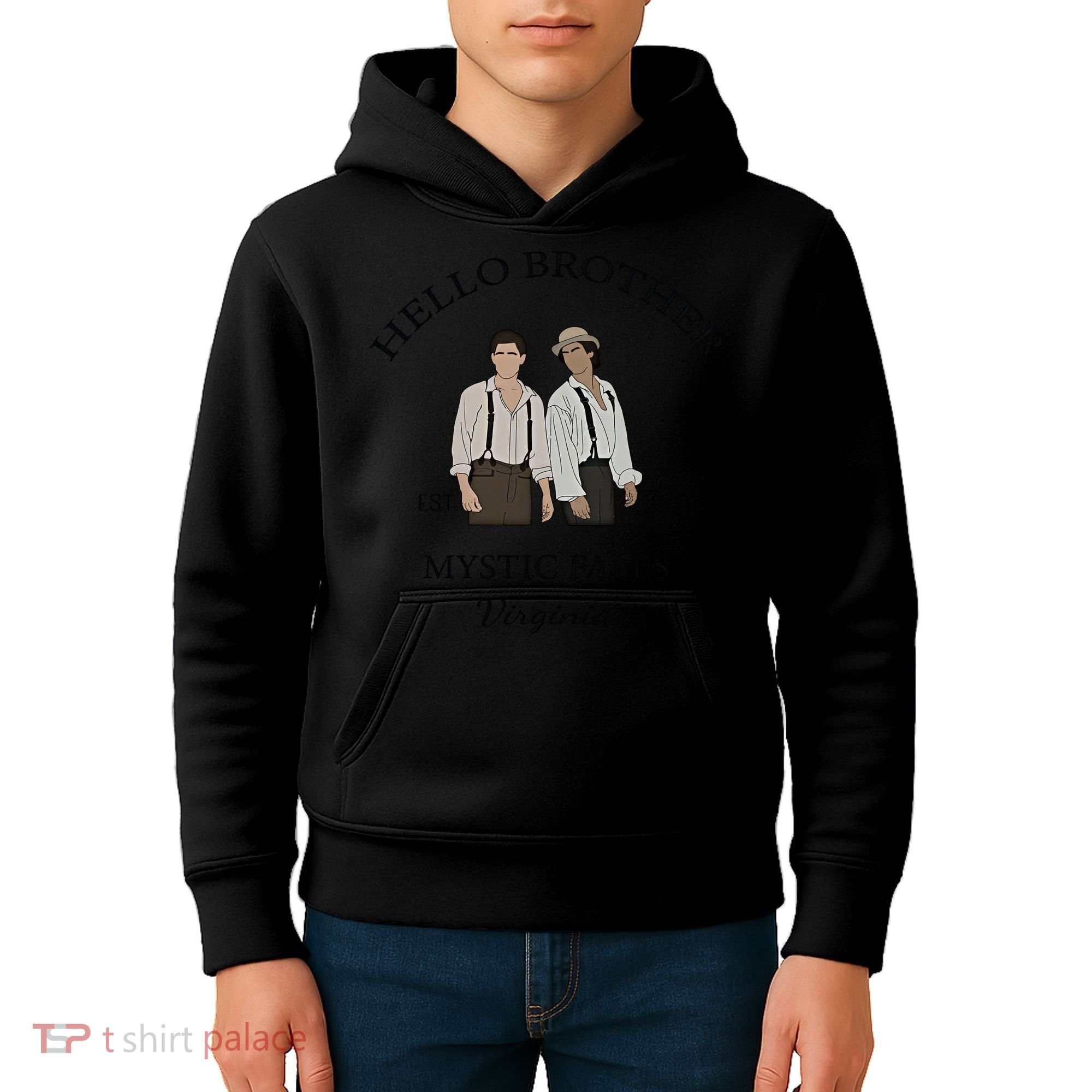 Hello Brother Est 1864 Mystic Falls Virginia Salvatore Kids Hoodie
