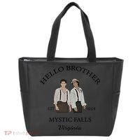 Hello Brother Est 1864 Mystic Falls Virginia Salvatore Tote Bag thumb 0