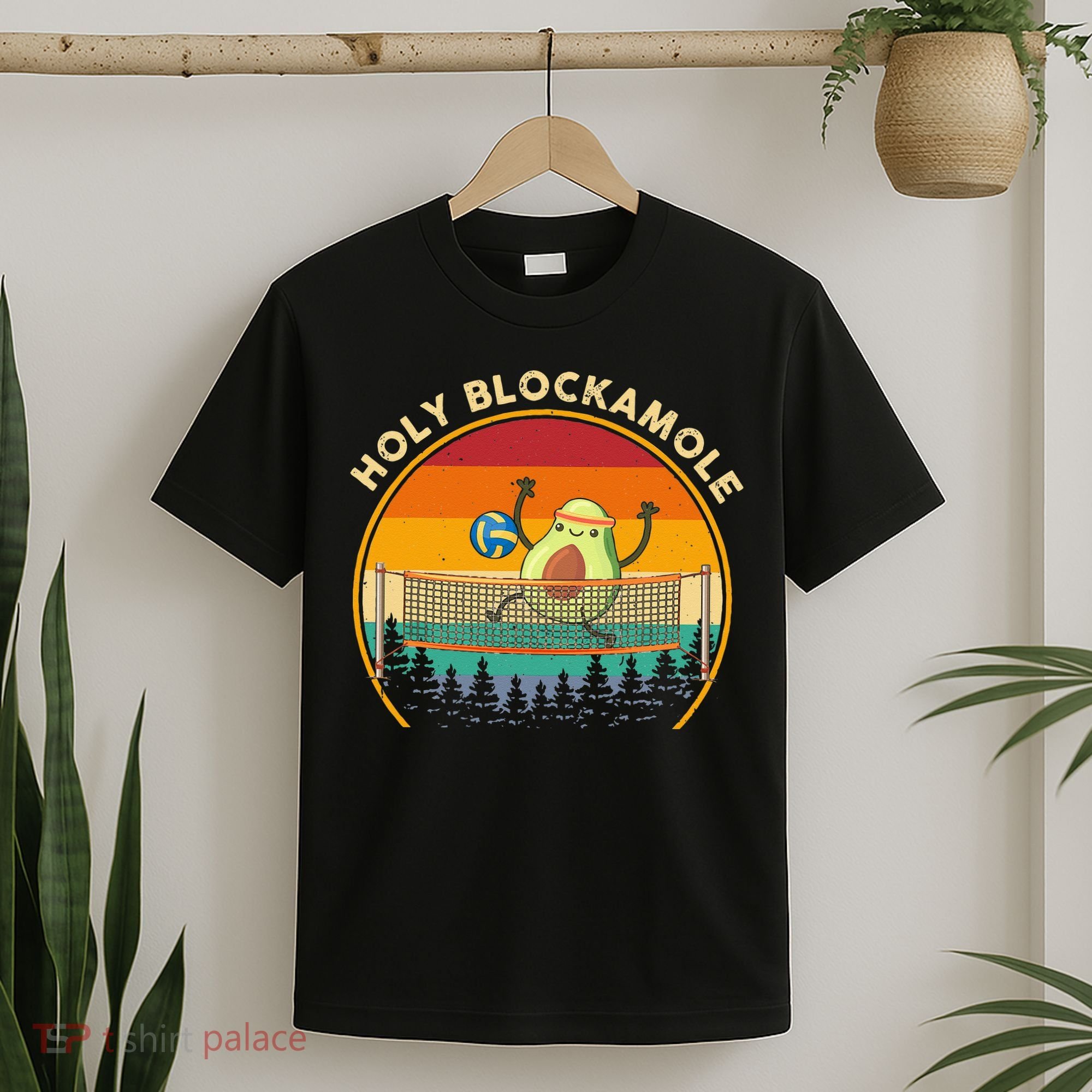 Holy Blockamole Funny Vintage Volleyball Block Avocado T-Shirt