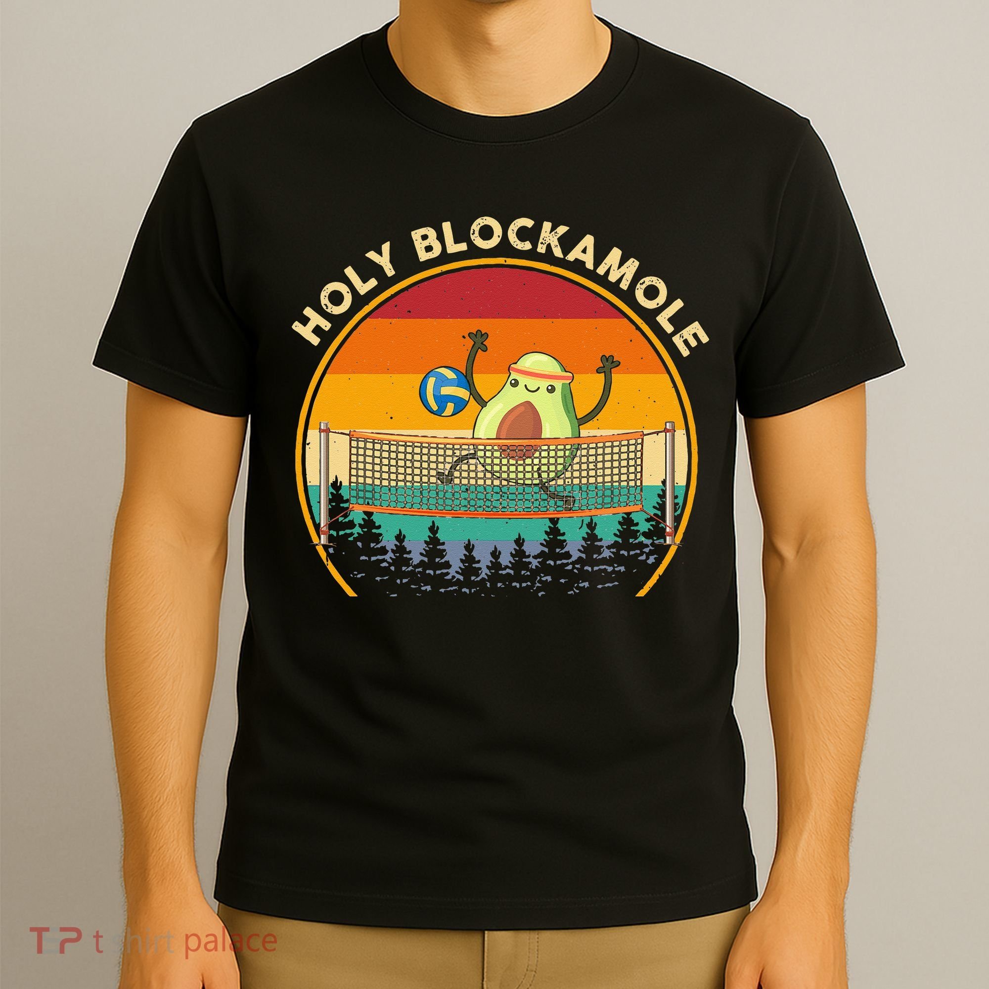 Holy Blockamole Funny Vintage Volleyball Block Avocado T-Shirt