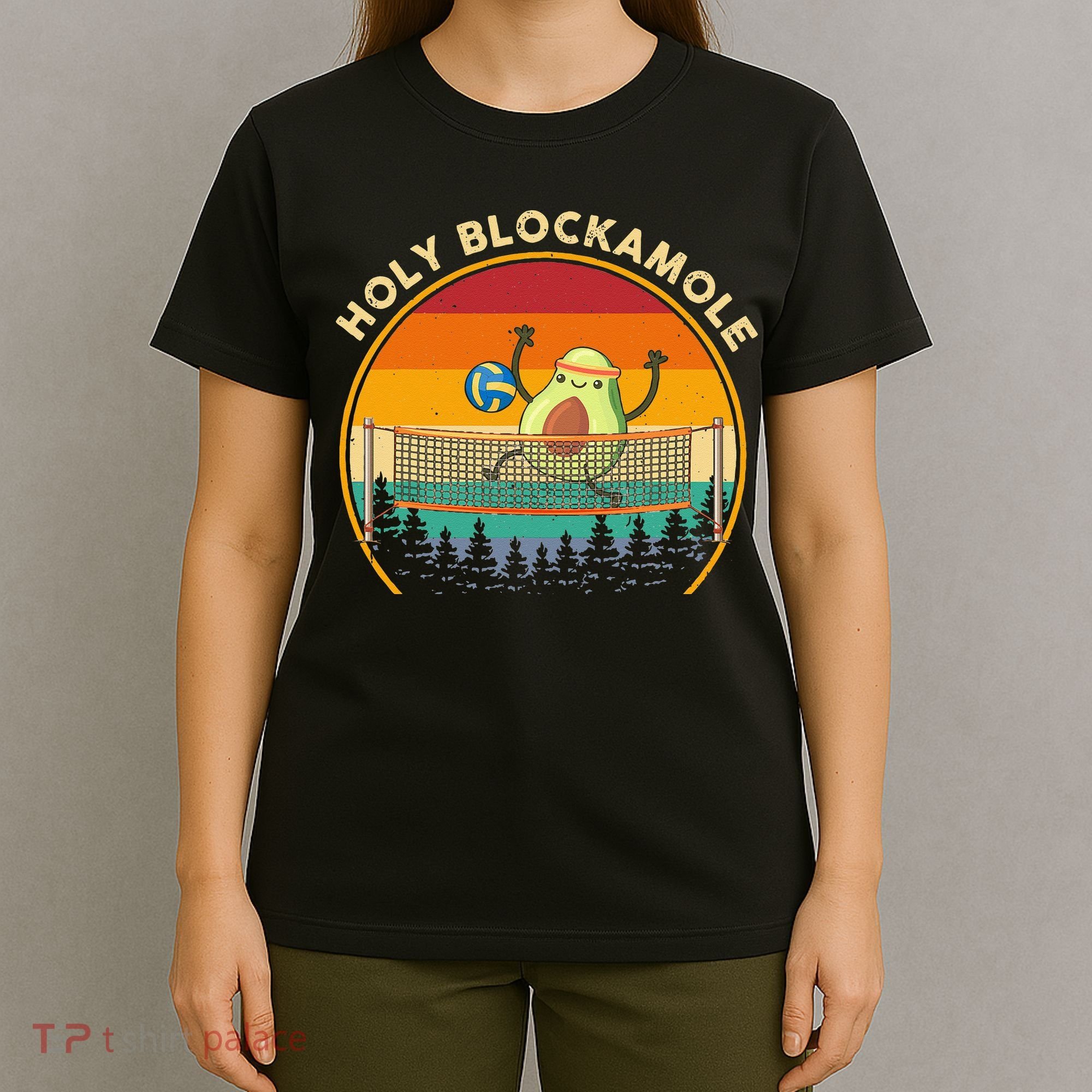 Holy Blockamole Funny Vintage Volleyball Block Avocado T-Shirt