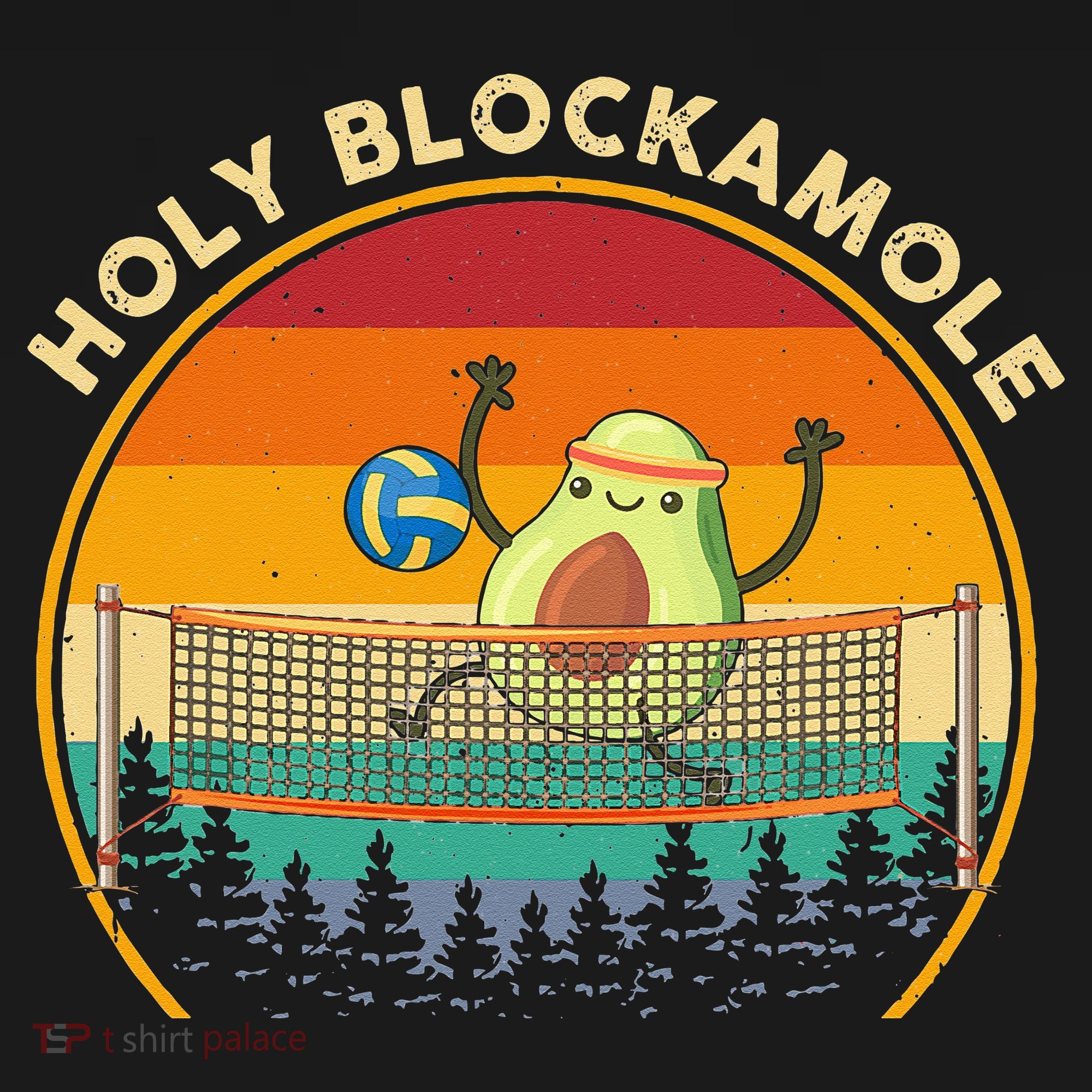 Holy Blockamole Funny Vintage Volleyball Block Avocado T-Shirt