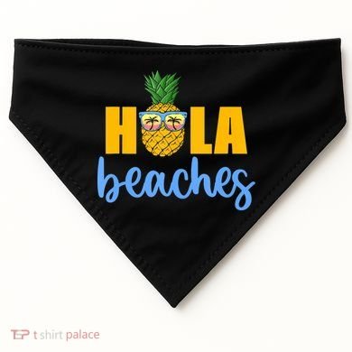 Hola Beaches Funny Beach Vacation Summer For USA-Made Doggie Bandana