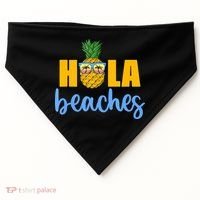 Hola Beaches Funny Beach Vacation Summer For USA-Made Doggie Bandana thumb 0