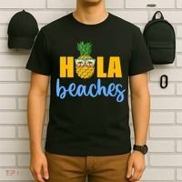 Hola Beaches Funny Beach Vacation Summer For T-Shirt thumb 6