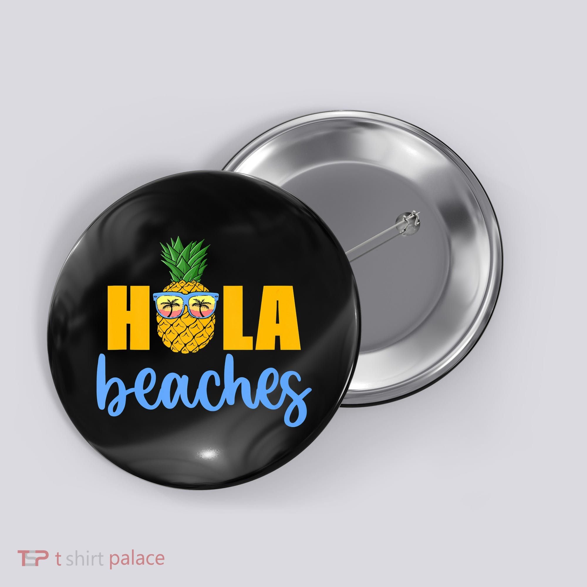 Hola Beaches Funny Beach Vacation Summer For Button