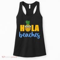 Hola Beaches Funny Beach Vacation Summer For Women's Tank Top thumb 0
