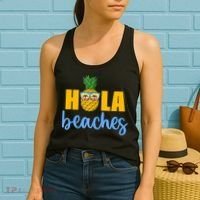 Hola Beaches Funny Beach Vacation Summer For Women's Tank Top thumb 2