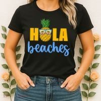 Hola Beaches Funny Beach Vacation Summer For Women's T-Shirt thumb 2