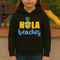 Hola Beaches Funny Beach Vacation Summer For Kids Hoodie thumb 3