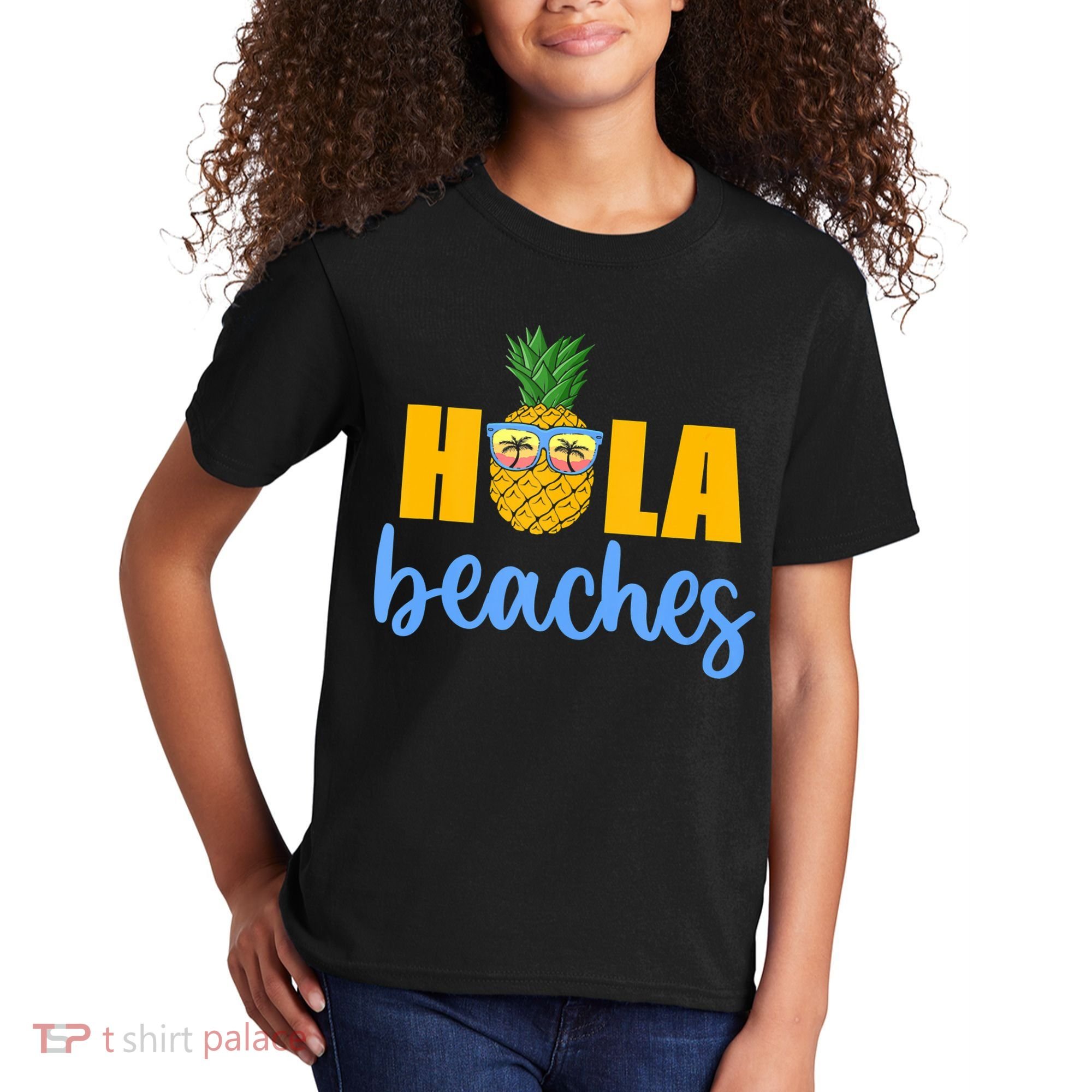Hola Beaches Funny Beach Vacation Summer For Kids T-Shirt