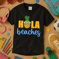 Hola Beaches Funny Beach Vacation Summer For Kids T-Shirt thumb 3